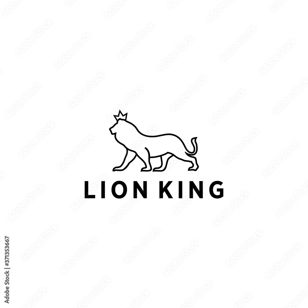 Creative animal lion king logo design vector illustration emblem template