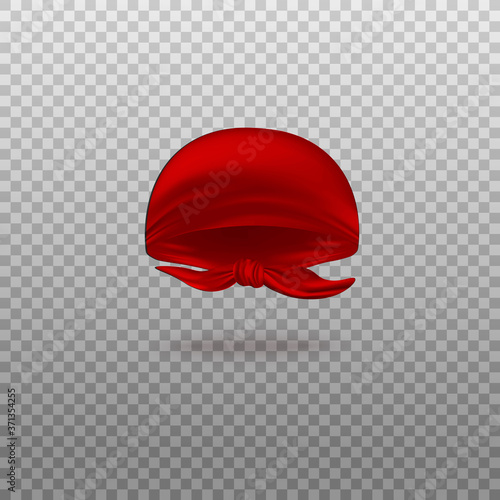 Realistic red bandana headscarf isolated on transparent background