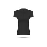 Black female polo shirt or collar t-shirt realistic vector illustration isolated.