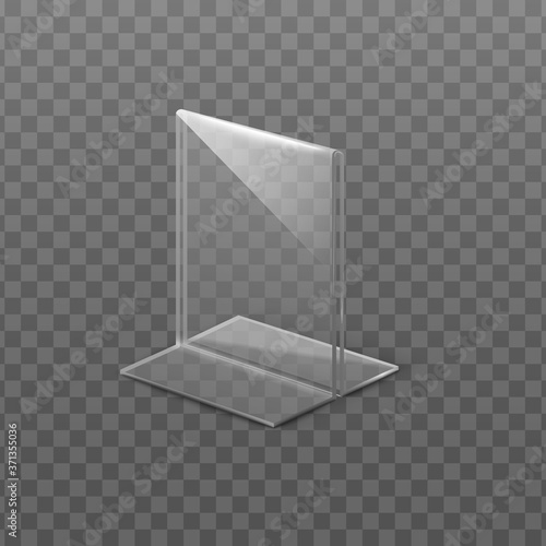 Table information stand or menu tent mockup vector illustration isolated.