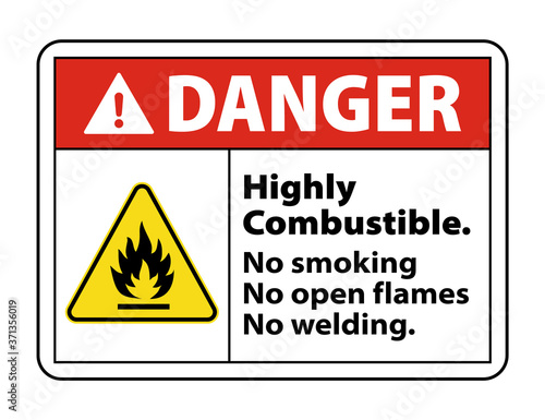 Danger Highly Combustible. No Smoking No Open Flames No Welding. no welding sign and symbol vector eps10