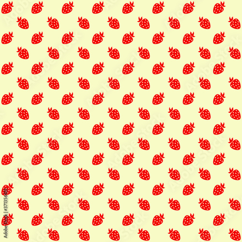 red strawberry with yellow background repeat pattern