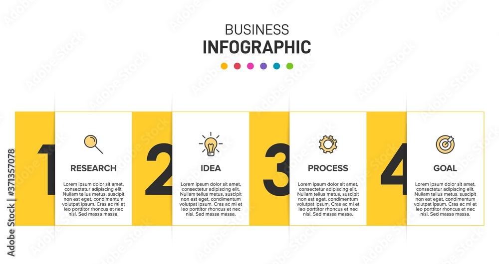 Fototapeta premium Infographic design with icons and 4 options or steps. Thin line vector. Infographics business concept. Can be used for info graphics, flow charts, presentations, web sites, banners, printed materials.