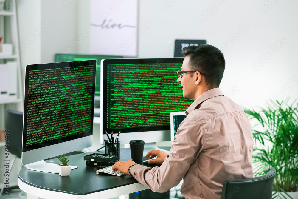 Male programmer working in office Male programmer working in office