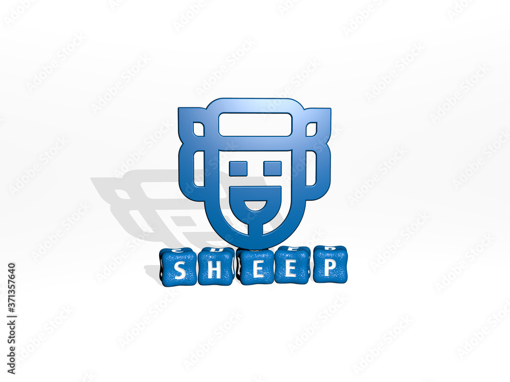 SHEEP 3D icon on cubic text - 3D illustration for animal and background SHEEP 3D icon on cubic text - 3D illustration for animal and background