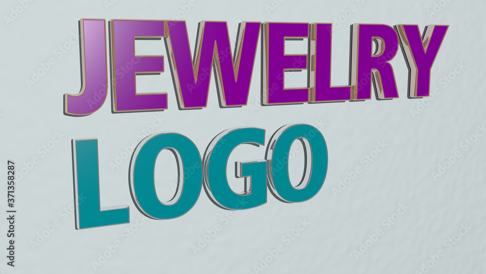 Fototapeta premium jewelry logo text on the wall - 3D illustration for background and beautiful