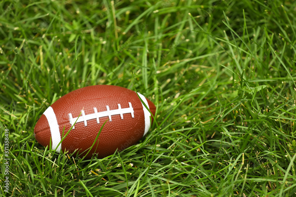 Rugby ball on green field Rugby ball on green field