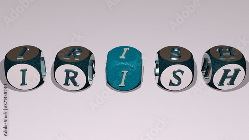 IRISH combined by dice letters and color crossing for the related meanings of the concept for ireland and illustration photo