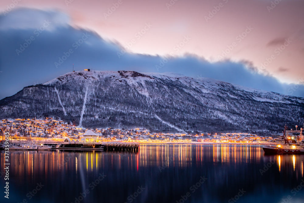 night view of the tromso city