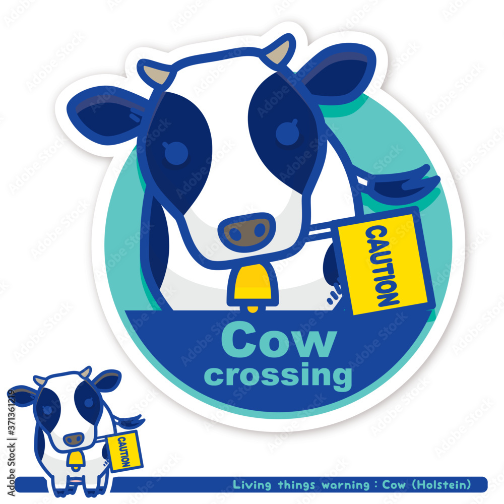 いきもの注意報 牛 ホルスタイン 横断注意サイン 英語 Stock Vector Adobe Stock いきもの注意報 牛 ホルスタイン 横断注意サイン 英語 Stock Vector Adobe Stock