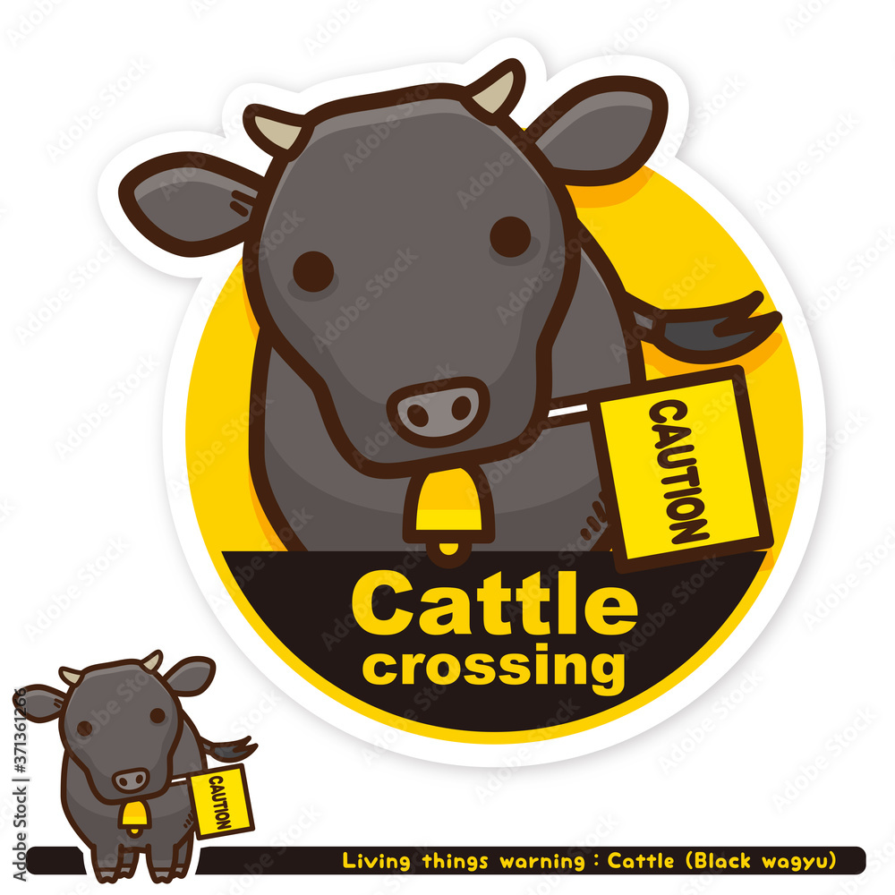 いきもの注意報 牛 黒毛和牛 横断注意サイン 英語 Stock Vector Adobe Stock いきもの注意報 牛 黒毛和牛 横断注意サイン 英語 Stock Vector Adobe Stock
