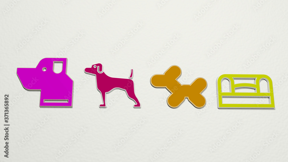 dog 4 icons set - 3D illustration for animal and cute dog 4 icons set - 3D illustration for animal and cute