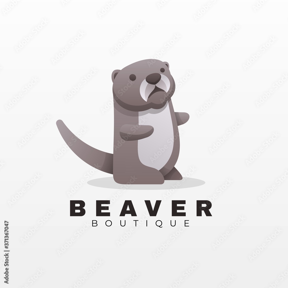 Obraz premium Vector Logo Illustration Beaver Gradient Colorful Style.