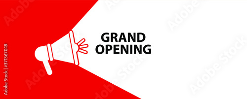 grand opening sign on white background	
