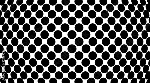 black circles seamless pattern on white background.