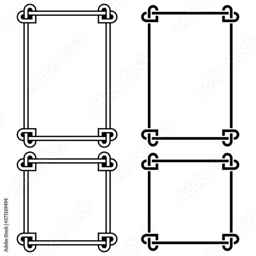 Irish Celtic vector frames set with hearts - square and rectangle border 5x7 format - perfect for greeting card, wedding invitation
