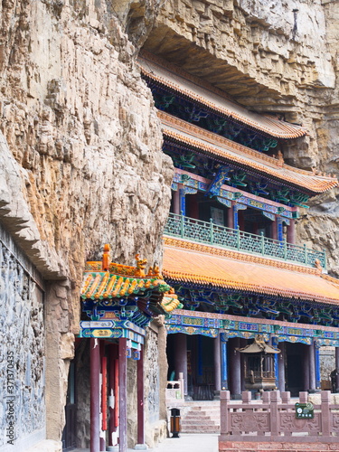 Mianshan Mountain the World Heritage Site, Many of Ancient Hanging Taoist Temples and caves. Pingyao Ancient City, Shanxi Province, China. 18th October 2018. © jatuphot