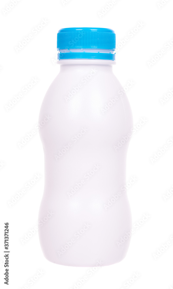 White bottle with kids yogurt, isolated on white background. White bottle with kids yogurt, isolated on white background.