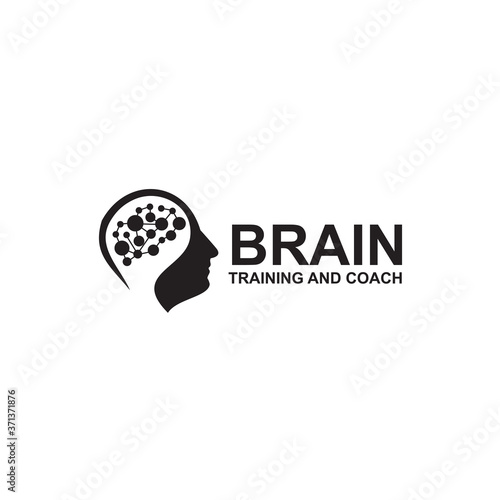 Training and coaching logo design with using graphic of brain of human