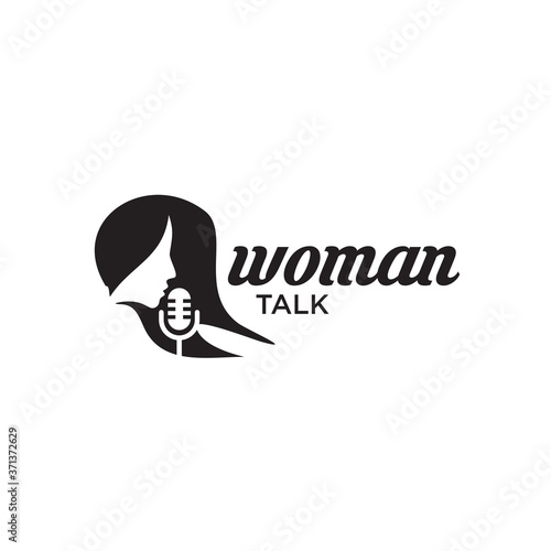 Woman voice or singer logo design template