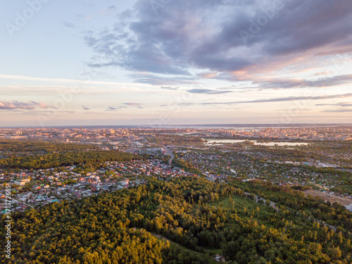 aerial view of kazan in sunset