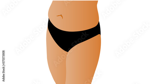 Woman Clamping Fold of Fat Belly illustration