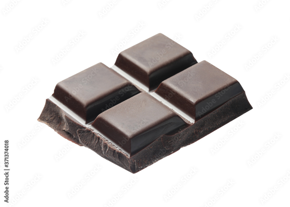 Piece of delicious dark chocolate isolated on white Piece of delicious dark chocolate isolated on white