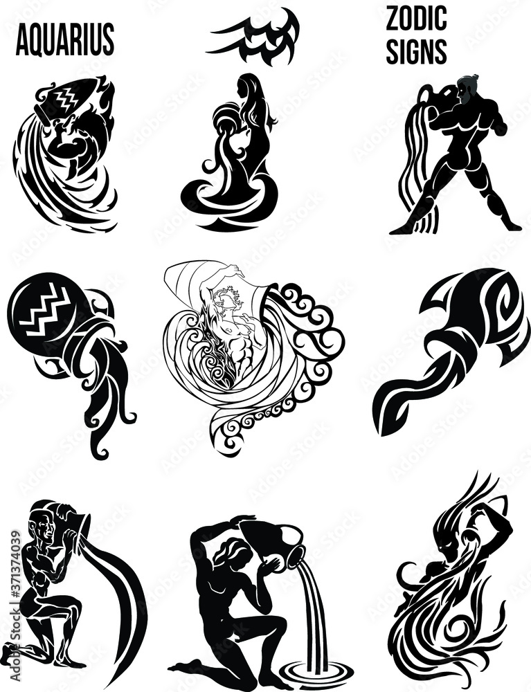 Aquarius zodiac symbols Stock Vector Adobe Stock