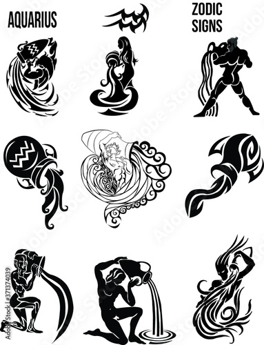 Aquarius zodiac symbols