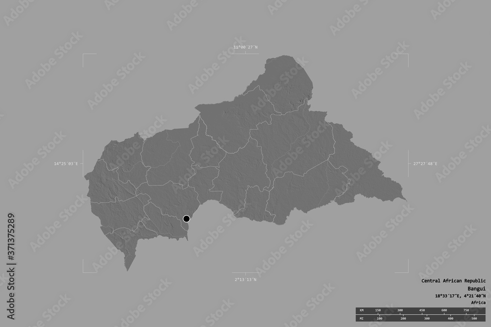 Regional division of Central African Republic. Bilevel
