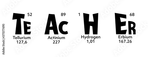 Teacher Periodic Table of elements Quote for School, College,University, back to school, first day at school, graduation gift. Inspirational quotation is Teacher, for science, biology, chemistry tutor