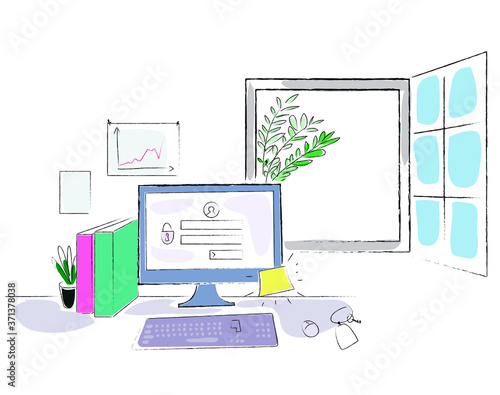 illustration bureau ordinateur