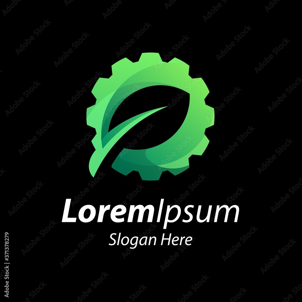 gear leaf green logo vector company gear leaf green logo vector company