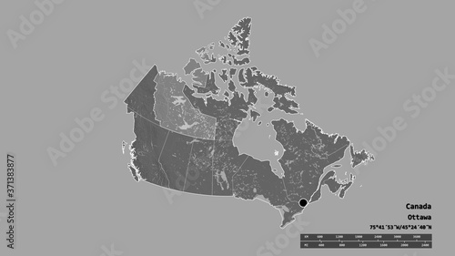 Location of Northwest Territories, territory of Canada,. Bilevel photo