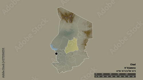 Location of Batha, region of Chad,. Relief photo