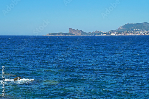 View of the city of La Ciotat, Eagle cape and Green island acros