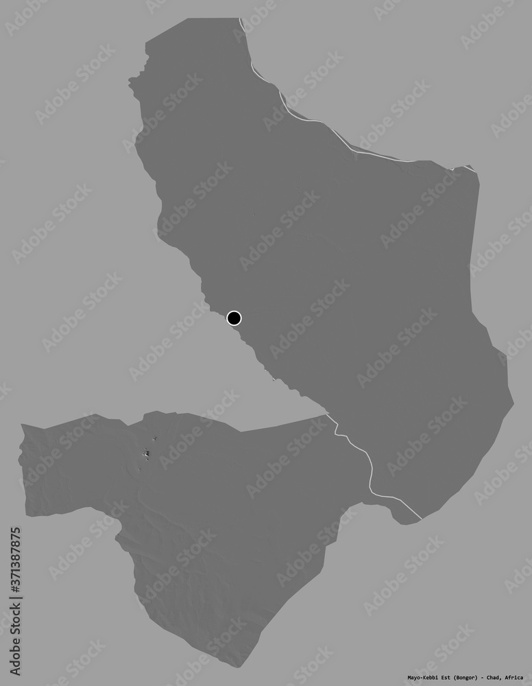 Obraz premium Mayo-Kebbi Est, region of Chad, on solid. Bilevel