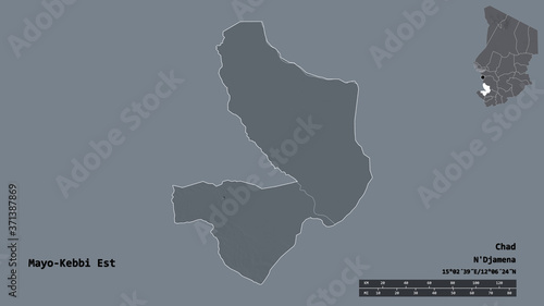 Mayo-Kebbi Est, region of Chad, zoomed. Administrative