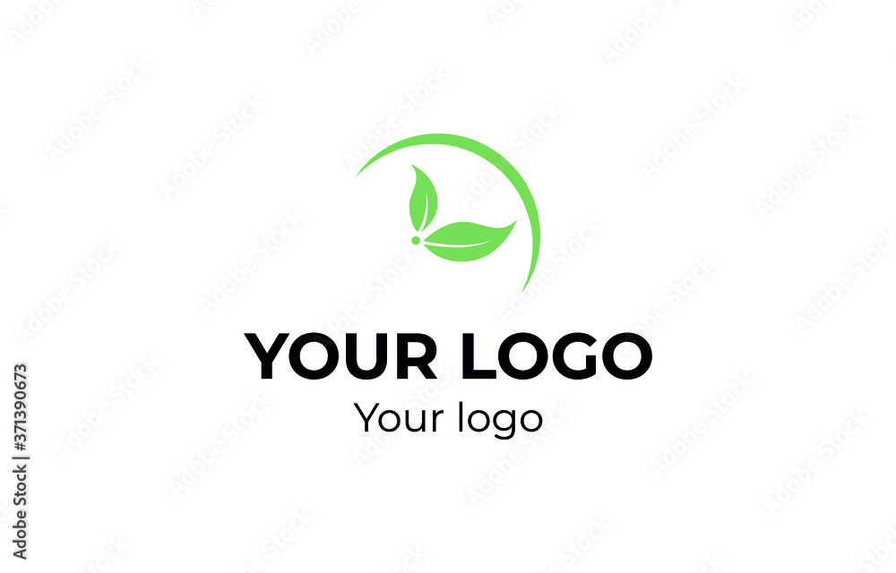 Logo , green clock with leafs. Eco logo, natural, green Logo , green clock with leafs. Eco logo, natural, green