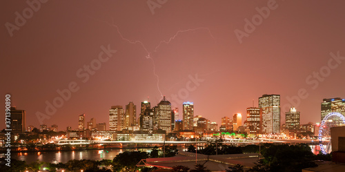 Night shot of Brisbane city skyline  Australia