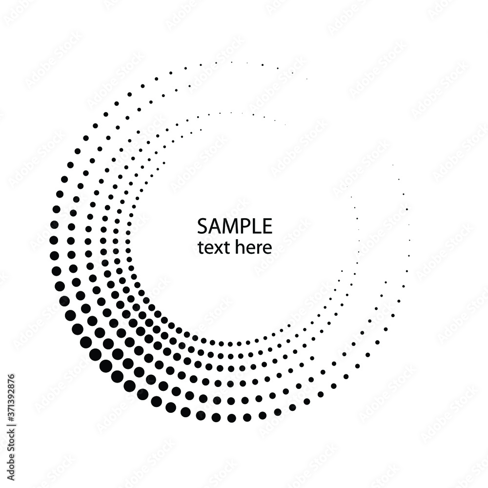 Halftone dots in circle form. round logo . vector dotted frame . design element