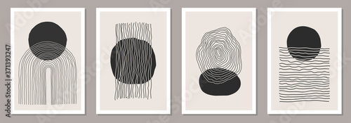 Trendy set of abstract creative minimalist artistic hand painted compositions photo