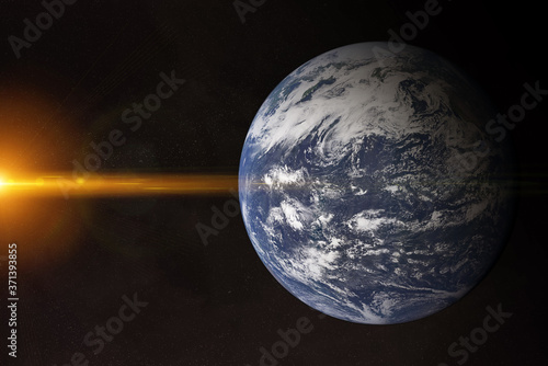 View of blue planet Earth Atlantic Ocean in space with her atmosphere 3D rendering elements of this image furnished by NASA