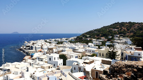 Sea view. Mandraki town. Nissiros island in the Greek Dodecanese Islands