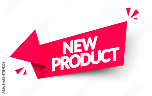 Vector Illustration New Product Arrow Label. Modern Red Web Banner Design