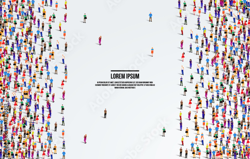 A large group of people on a white background. Aerial view of people crowd. vector Illustration.