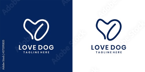simple dog love logo. elegant line vector. inspirational logo design concept