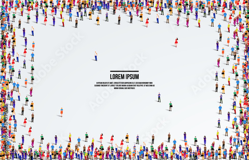A large group of people on a white background. Aerial view of people crowd. vector Illustration.