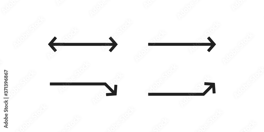 Doodle arrow, design icon set. Curve line concept in vector flat Doodle arrow, design icon set. Curve line concept in vector flat