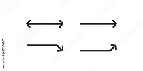 Doodle arrow, design icon set. Curve line concept in vector flat
